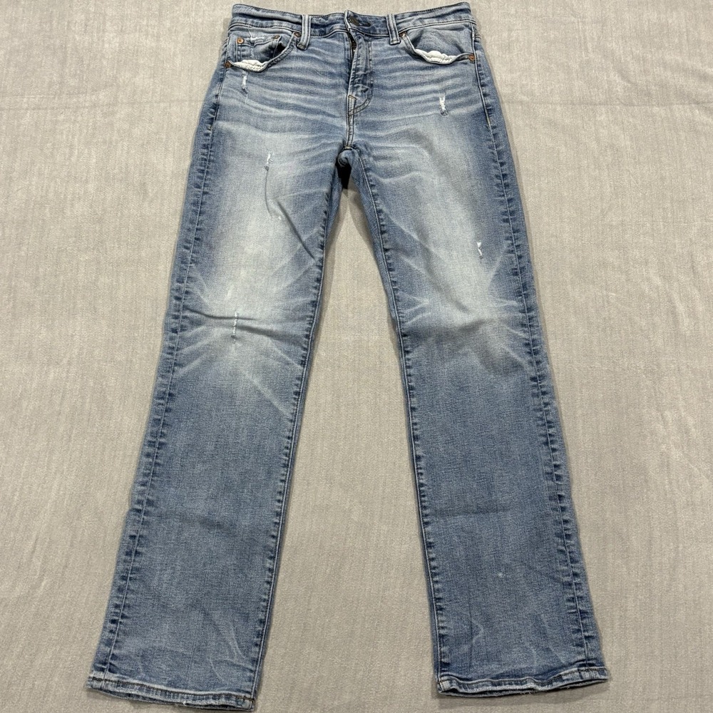 American Eagle Air Flex Original Boot Jeans Mens 30x31 Blue‎ Distressed Denim